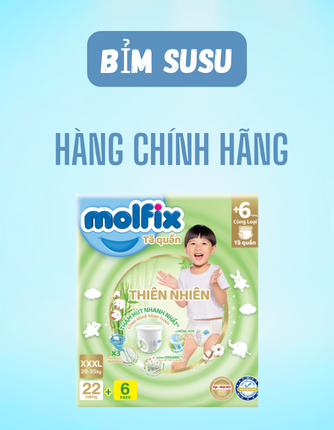 Bỉm tã quần Molfix size XXXL 28 miếng (22+6 miếng, 20-35 Kg)