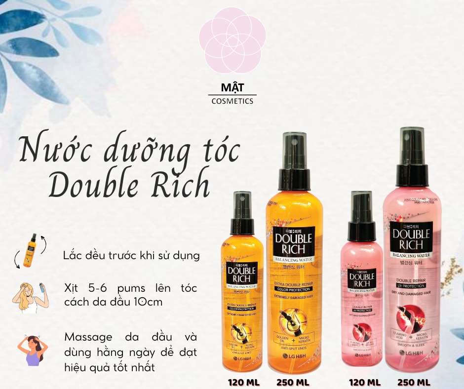 Xịt dưỡng tóc Double Rich chăm sóc tóc khô sơ hư tổn 120ml