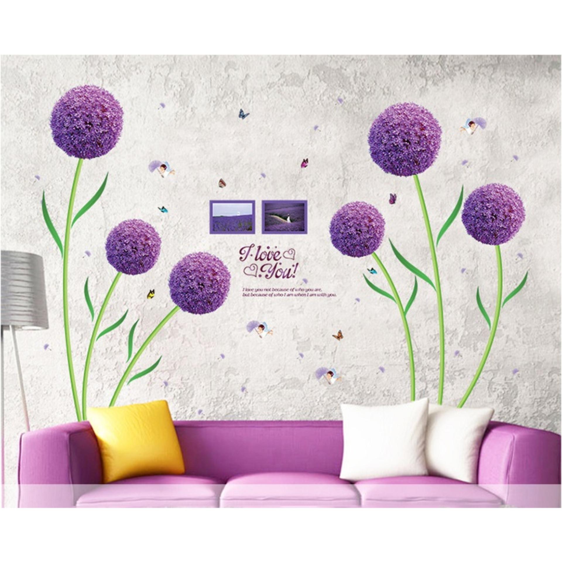 [HCM]Decal dán tường Hoa cẩm tú cầu tím DH018 (156 x 166 cm)