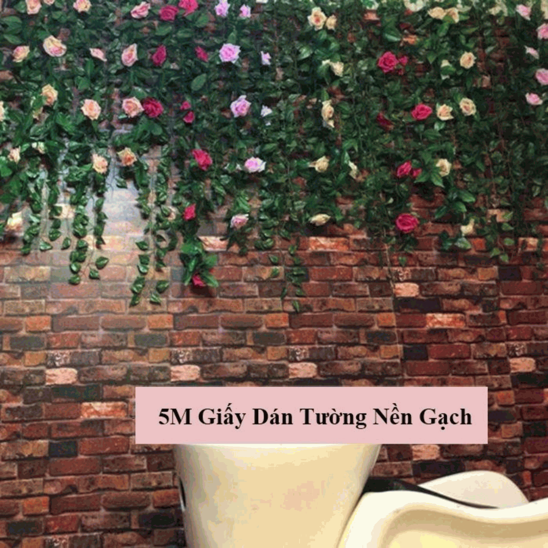 5M Giấy Dán Tường Nền Gách- Có sẵn keo