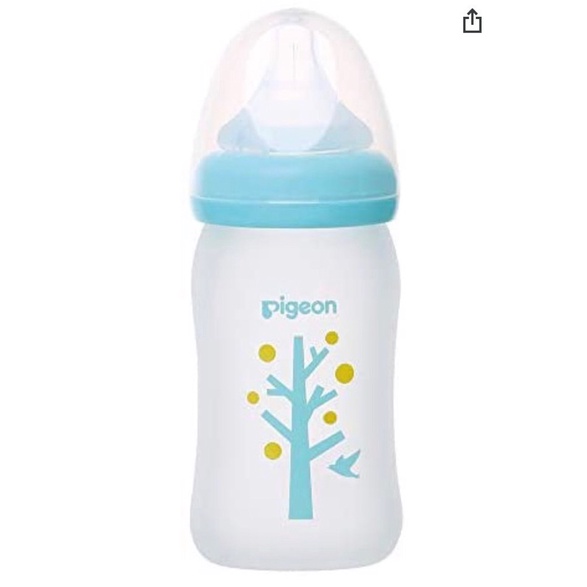 Bình Sữa Pigeon Thuỷ Tinh Bọc Silicon 240Ml [Nội Địa Nhật] Cao Cấp