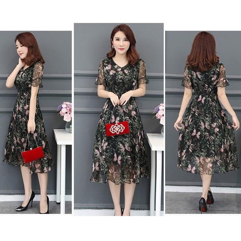 [HCM]Đầm Xòe Voan Hoa 3D Tay Loe Cao Cấp - TP1794