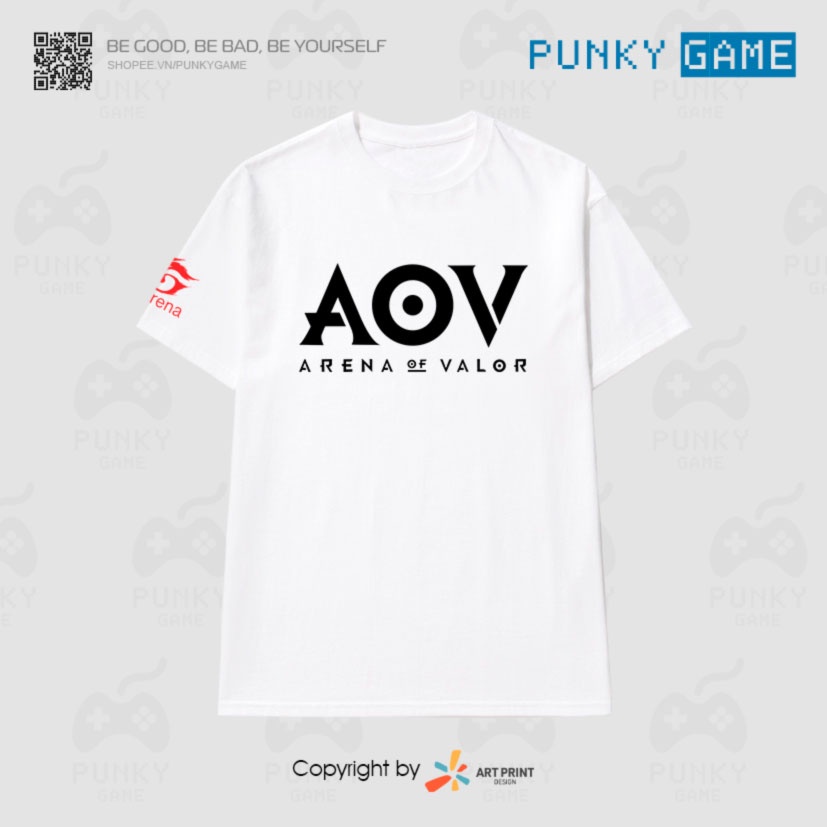 Áo thun Liên Quân Mobile (AOV) Logo (Black/White) ngắn tay