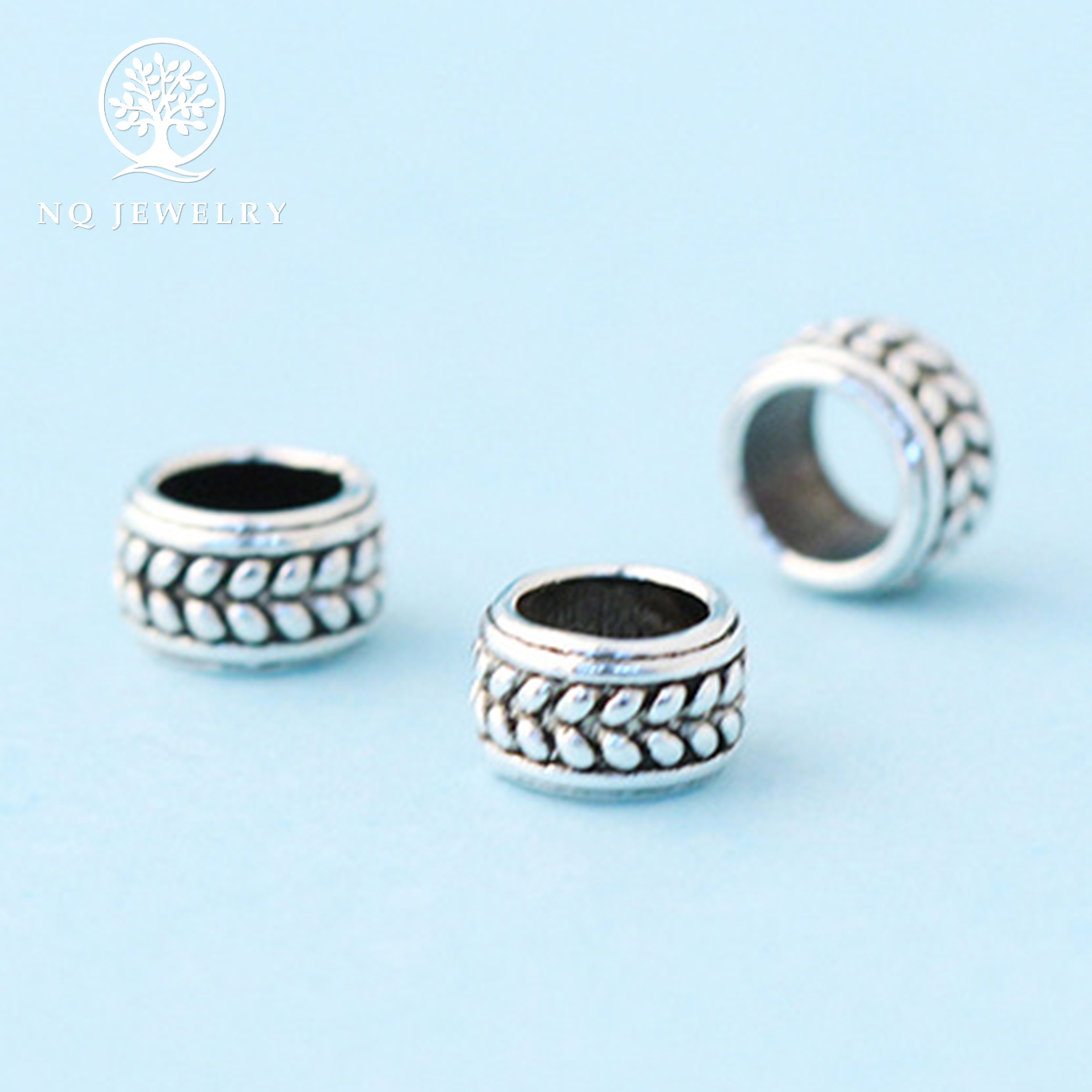 [HCM]Charm bạc chặn hạt họa tiết bông lúa - NQ Jewelry