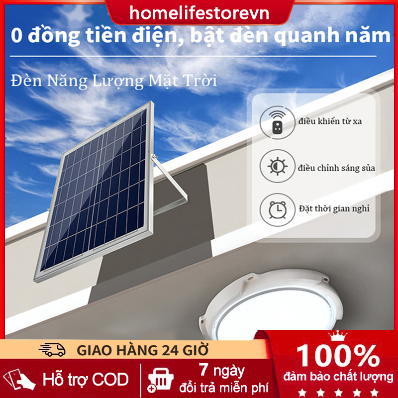 Đèn trần năng lượng mặt trời không thấm nước Đèn trần trong nhà Ánh Sáng Trắng Với Điều Khiển Từ Xa Điều Chỉnh Độ Sáng 100W/200W/300W