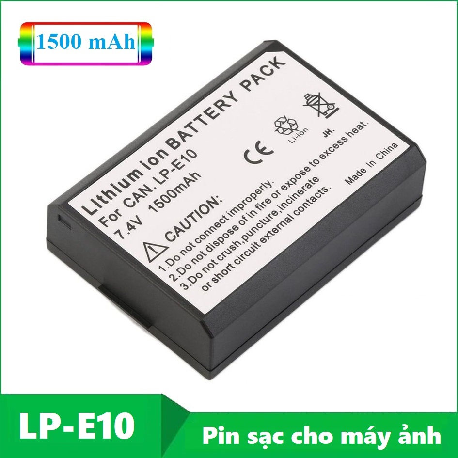 Pin Canon LP-E10 1500mAh cho Canon EOS Rebel T3 T5 T6 Kiss X50 Kiss X70 EOS 1100D EOS 1200D EOS 1300D - Pin sạc LP E10 dung lượng thật 1500mAh