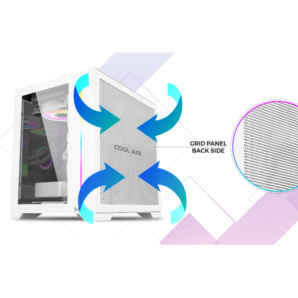 Case máy tính Mik Lv12 Mini Flow hỗ trợ mainboard M-ATX, ITX - WHITE