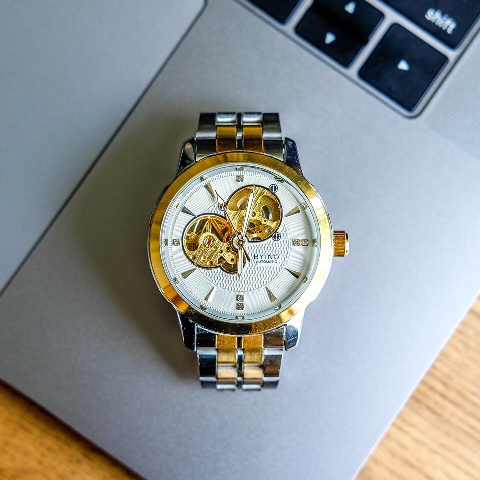 Đồng Hồ Cơ Byino Dây Da Nam [Bão Giảm Giá]