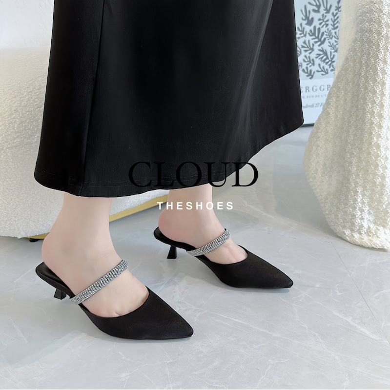Giày hở gót mũi nhọn quai đá 4cm