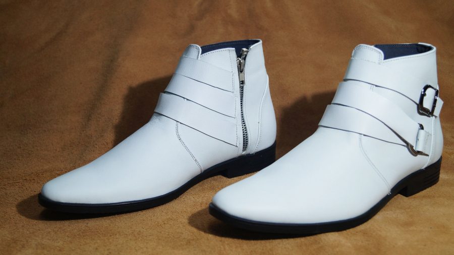 Giày boot nam màu trắng da bò thật. Mã số: B174