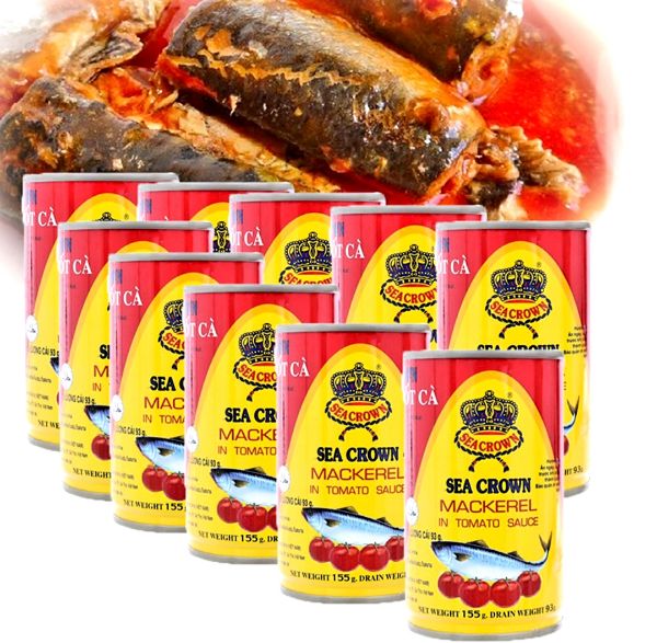 COMBO 10 LON CÁ NỤC SỐT CÀ SEA CROWN 155G