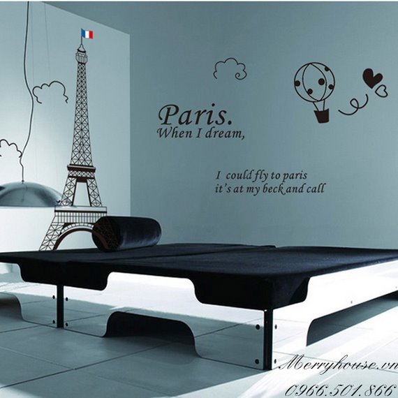 Decal dán tường tháp effel 1PK72