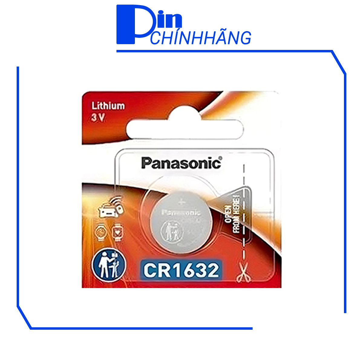 Vỉ 1 Pin Panasonic CR1632 Lithium 3V (Pin đồng hồ, remote, smartkey, v.v...)