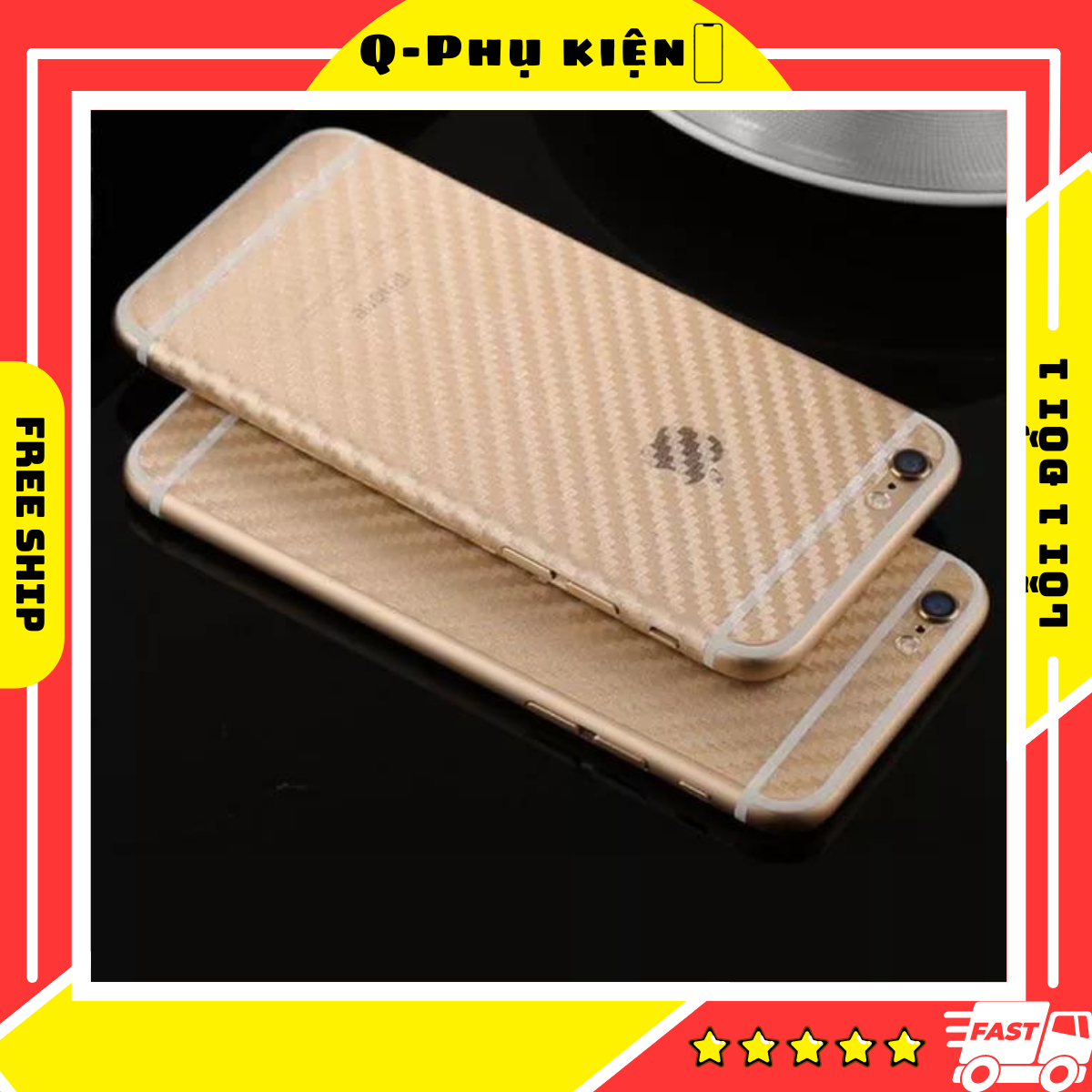 Miếng dán mặt sau IPHONE cacbon tản nhiệt