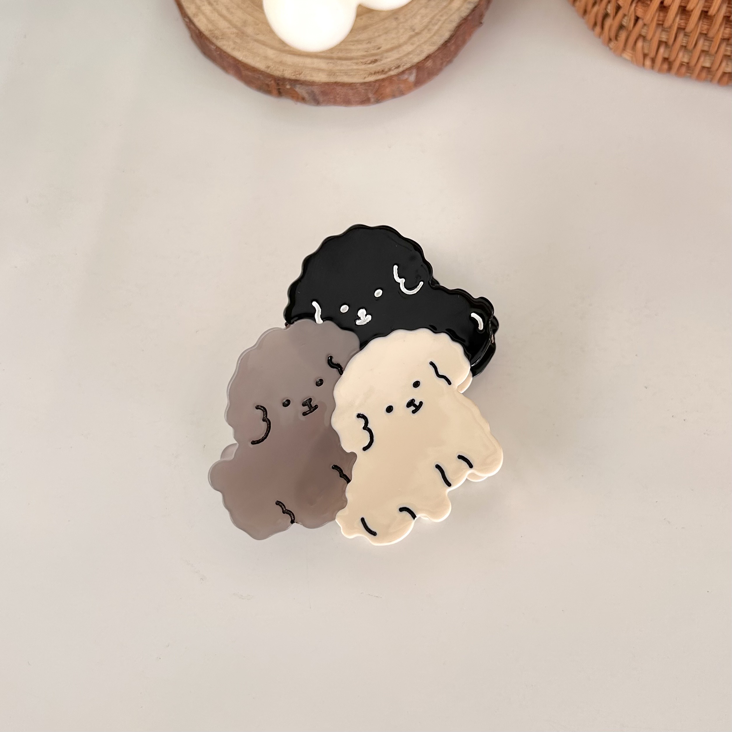 Kẹp tóc hình ba chú cún đáng yêu Modleaf Buddy pin Hàn Quốc
