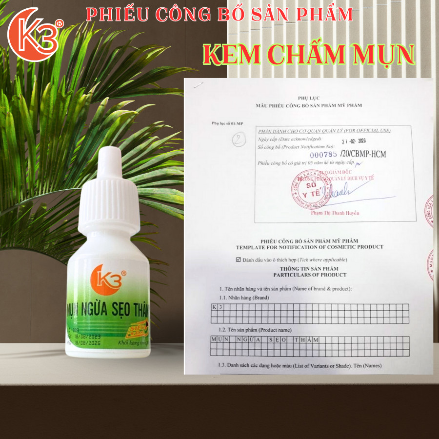 Kem chấm mụn siêu tốc, Ngừa sẹo thâm K3 - 10g