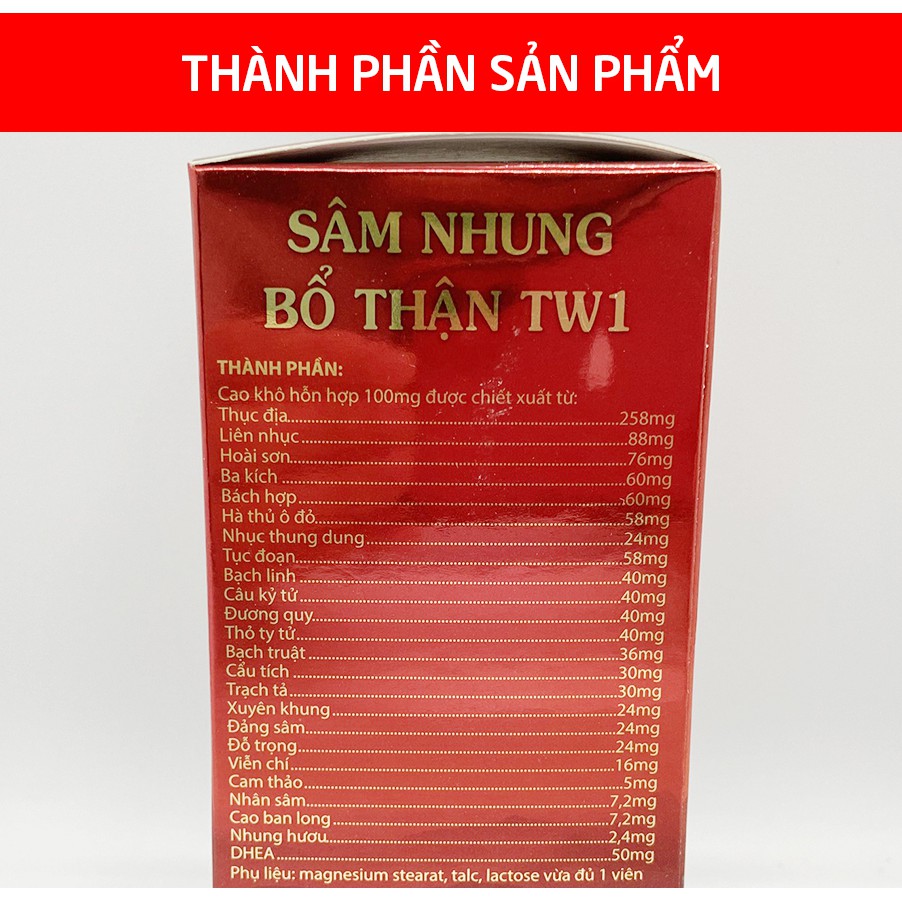 Sâm Nhung Bổ Thận TW1 Lọ 30 Viên