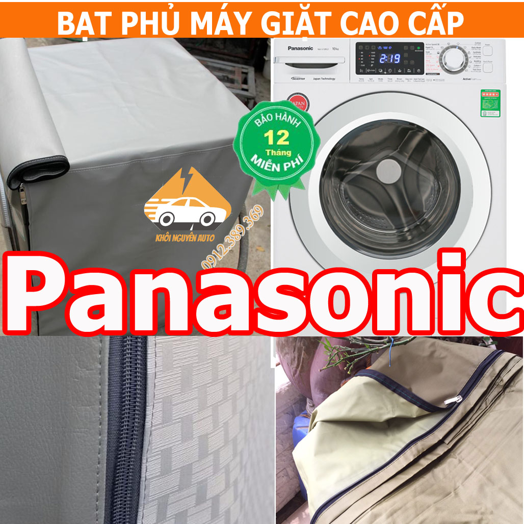 Bạt phủ máy giặt Panasonic Cửa Ngang, Lồng Ngang Cao Cấp Vải Dù 3 Lớp Siêu Bền Chống Mưa Nắng Nóng Từ 7kg đến 15kg