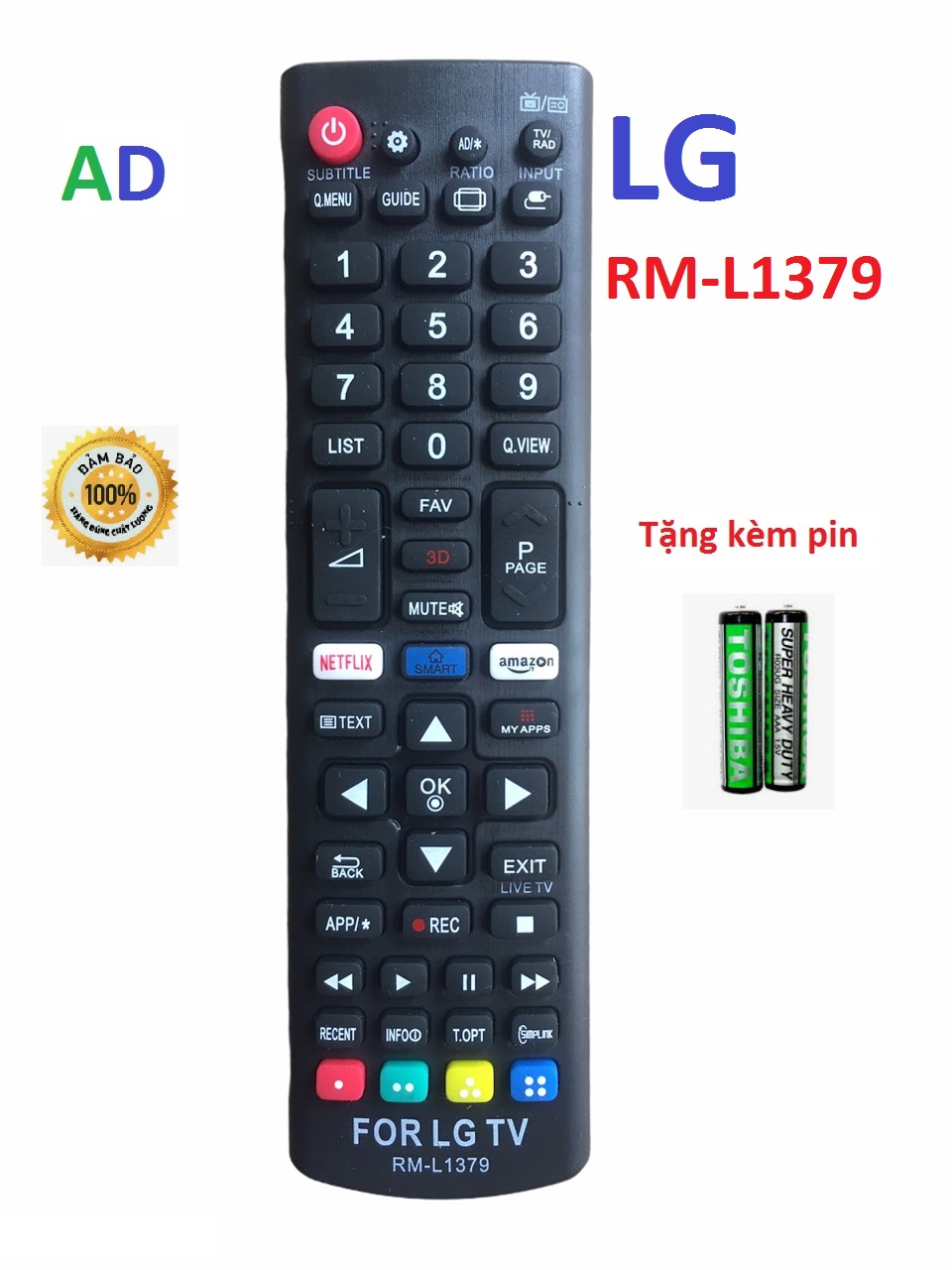 Điều khiển tivi LG RM-L1379 smart internet - tặng kèm pin - Remote LG RM-L1379 loại tốt thay thế tương thích hoàn toàn khiển zin theo máy