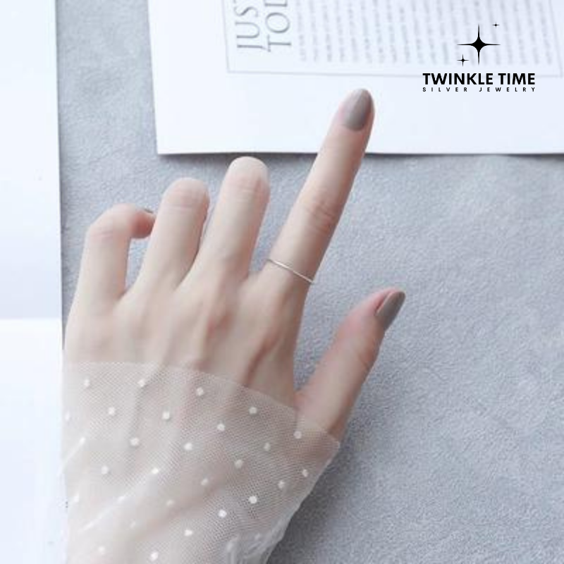 Nhẫn bạc TWINKLE TIME cao cấp tròn trơn basic cá tính, đơn giản, tinh tế TT022