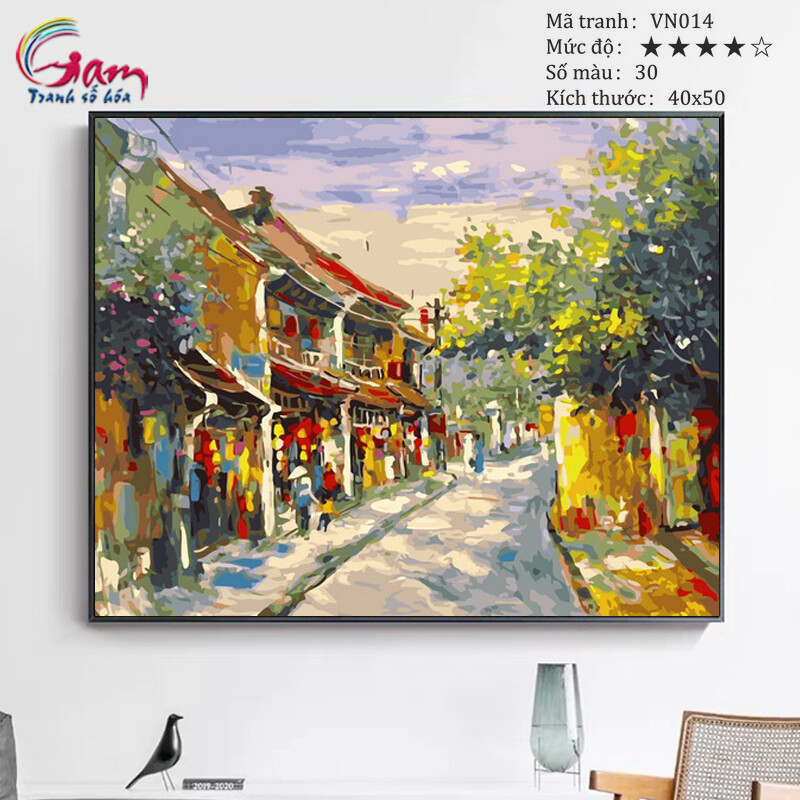 Paint by numbers kit with frame - No VN014 Vietnam Hoi An Old Street Painting For Home Wall Decor, New Hobby And Gift
