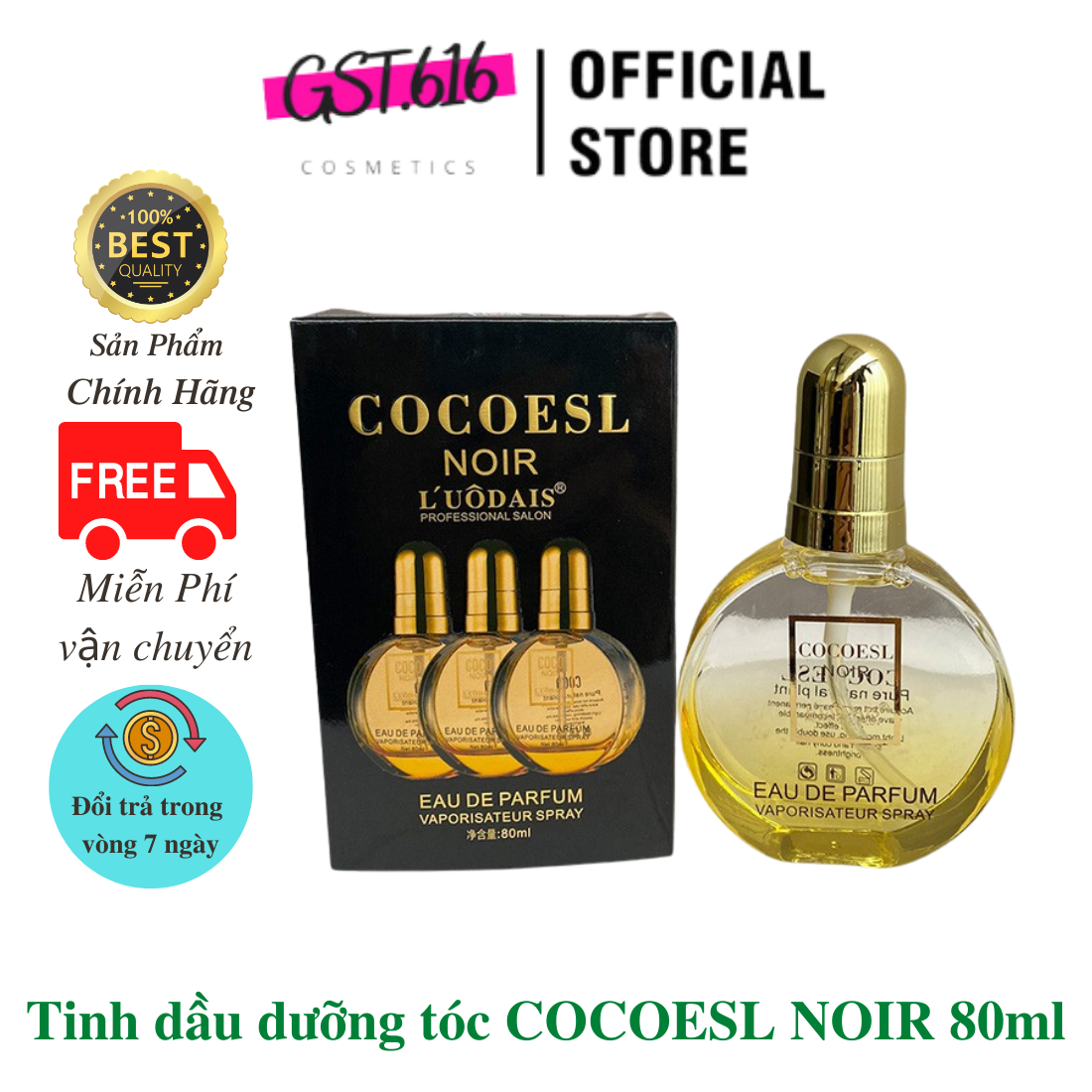 Tinh dầu dưỡng tóc dành cho tóc uốn xoăn Coco Noir 80ml