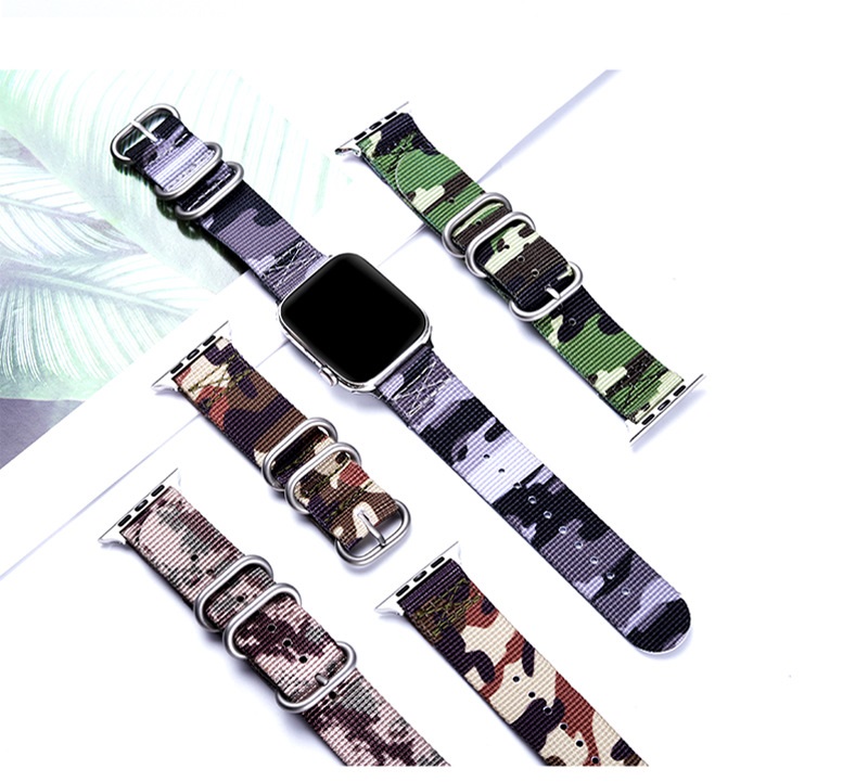 Dây vải NATO đồng hồ thời trang Apple Watch cao cấp họa tiết camo PKHRAPS004