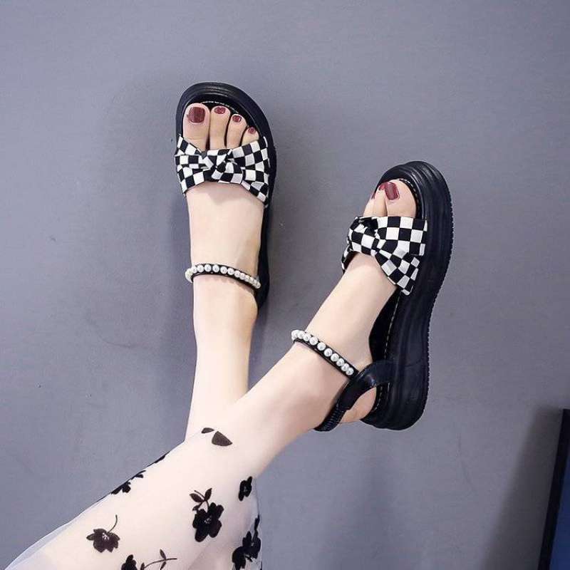 Sanđal nữ quai caro viền ngọc