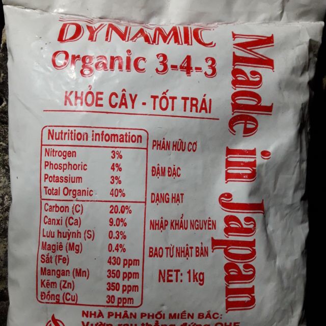 Phân Bón Hữu Cơ DYNAMIC 3-4-3 1kg
