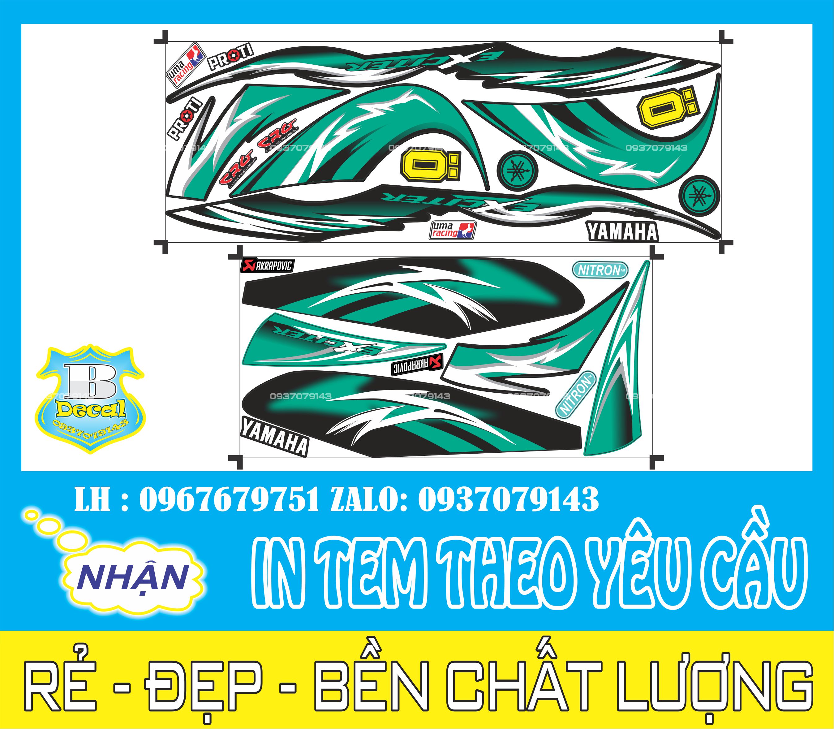 Tem rời exciter 2010 dán xe đen