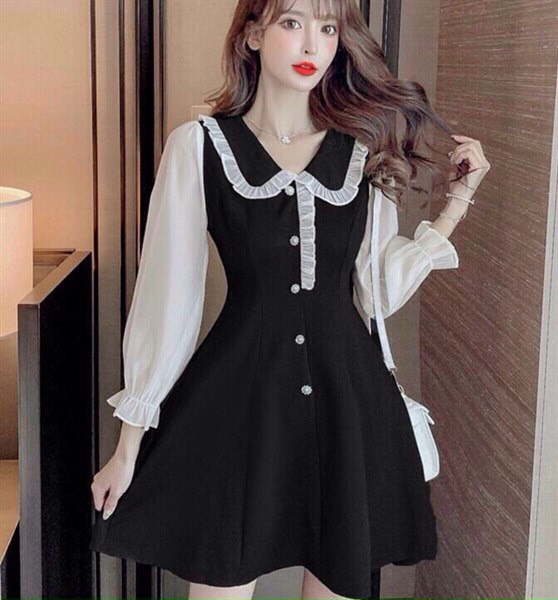 [HCM]Đầm kate phối tay lưới nhẹ nhàng