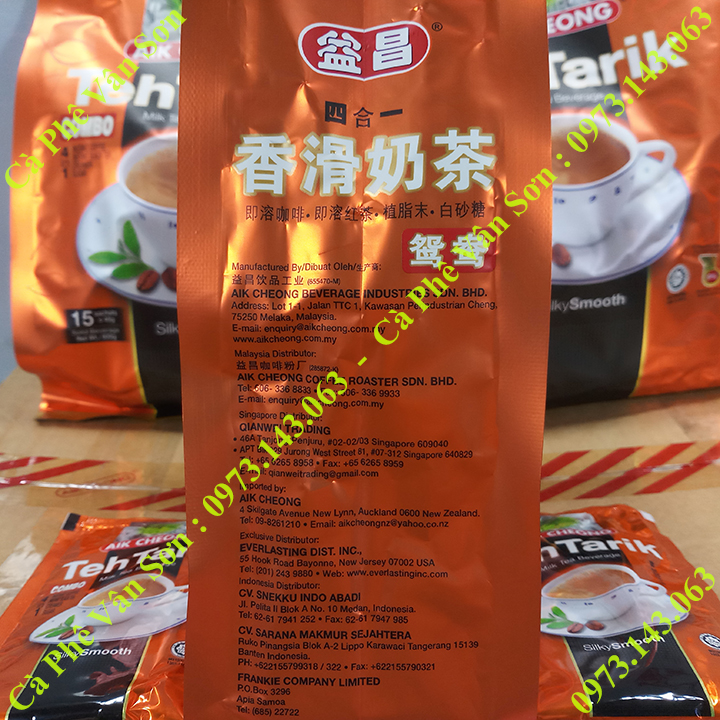 Trà sữa vị Cà phê Teh Tarik Coffee bịch 600g (15 gói nhỏ x 40g) Aik Cheong