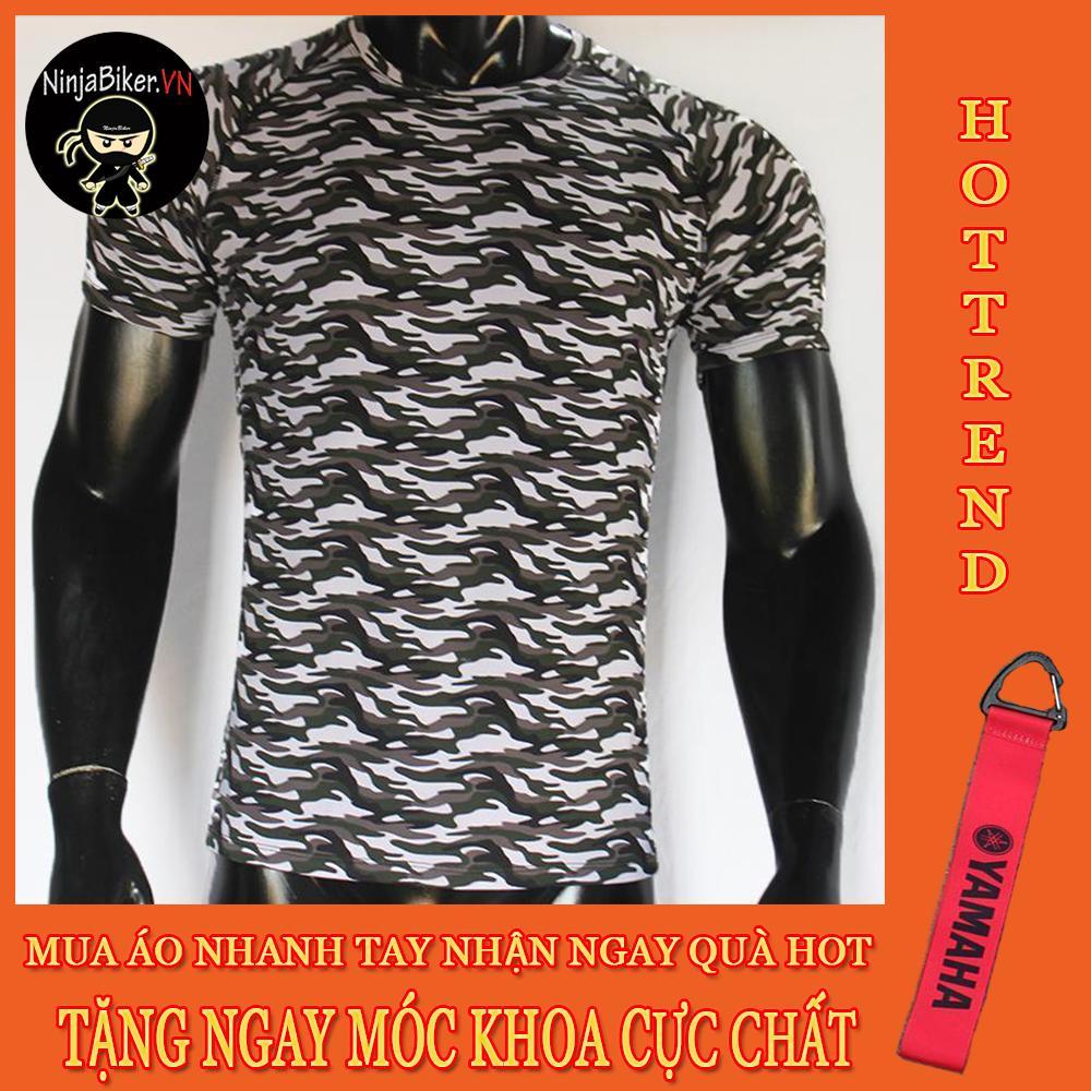 Áo thun lính ngắn tay rằn ri (xám đen)