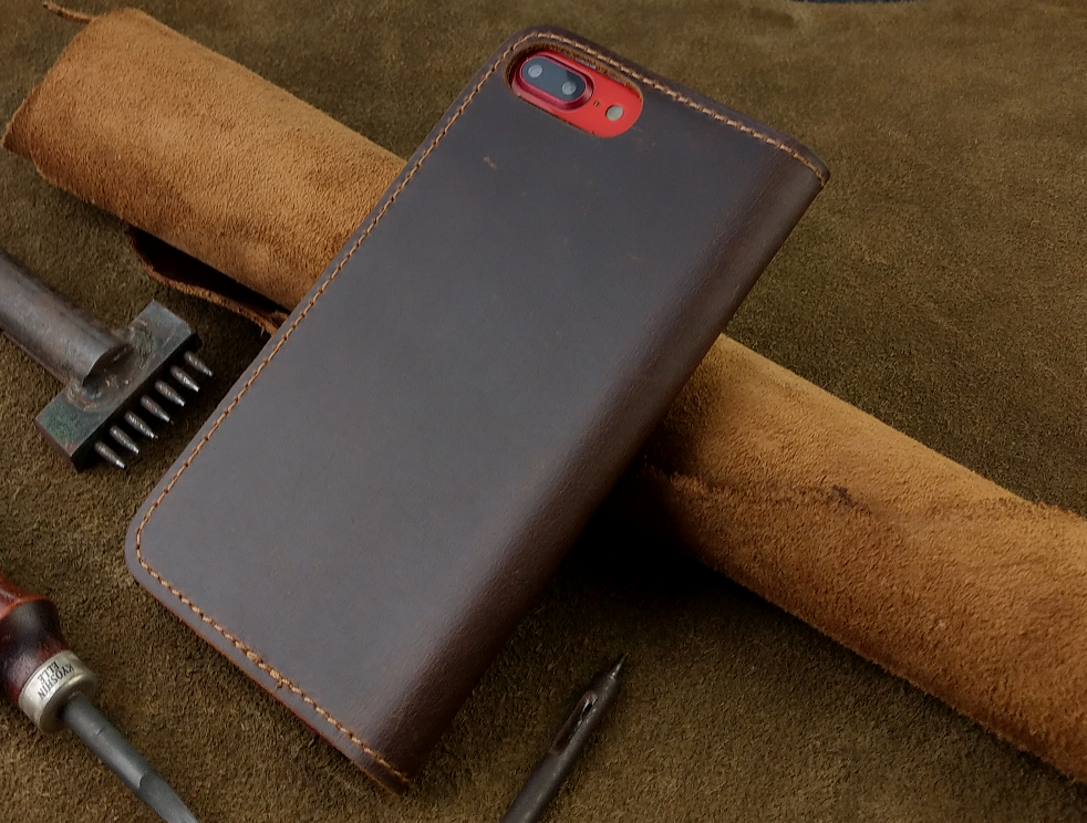 Bao da iphone 7 plus 8 plus handmade da bò thật