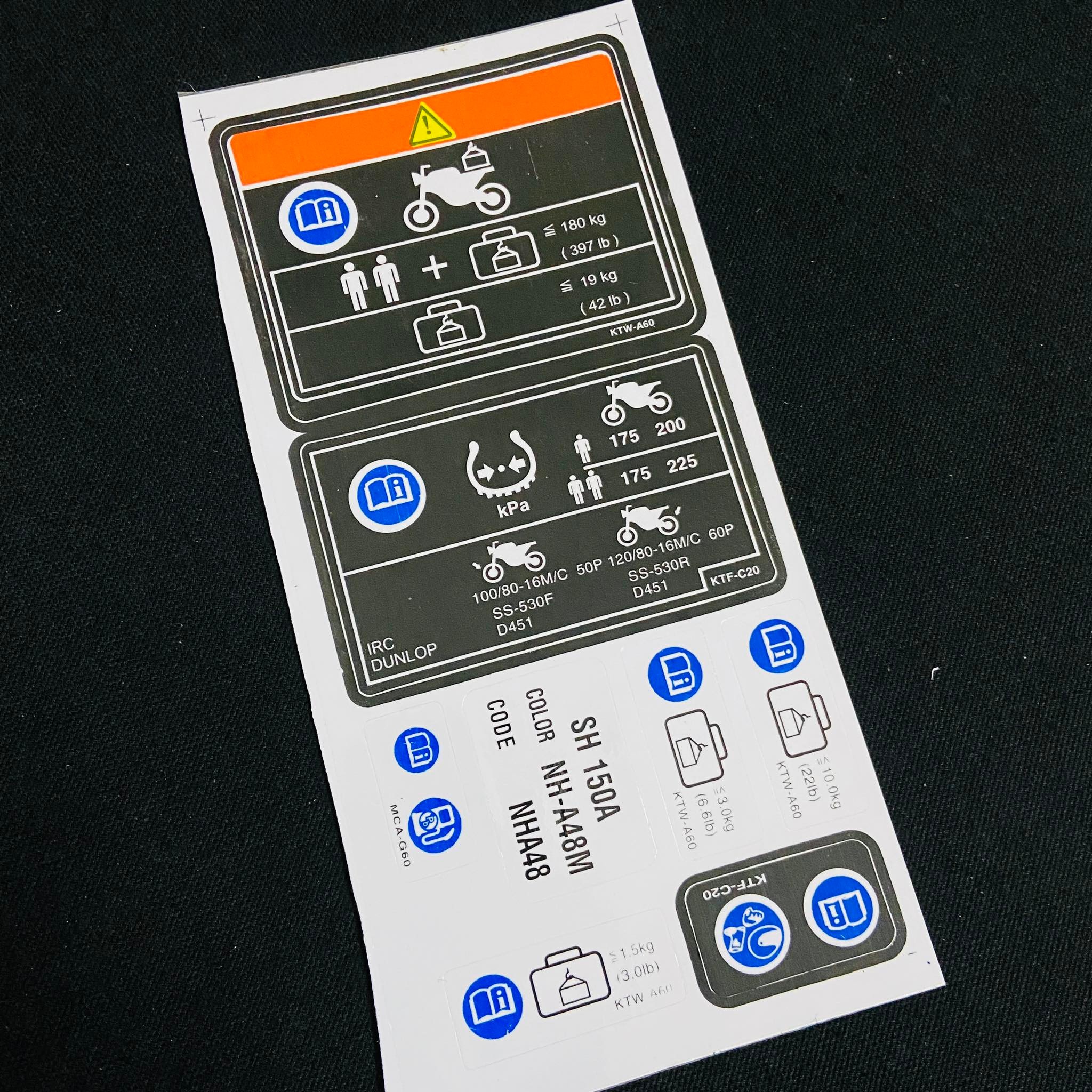 BỘ TEM THÔNG SỐ CHO DÒNG XE SH Ý CHẤT LỪ (ĐỦ THÔNG SỐ)