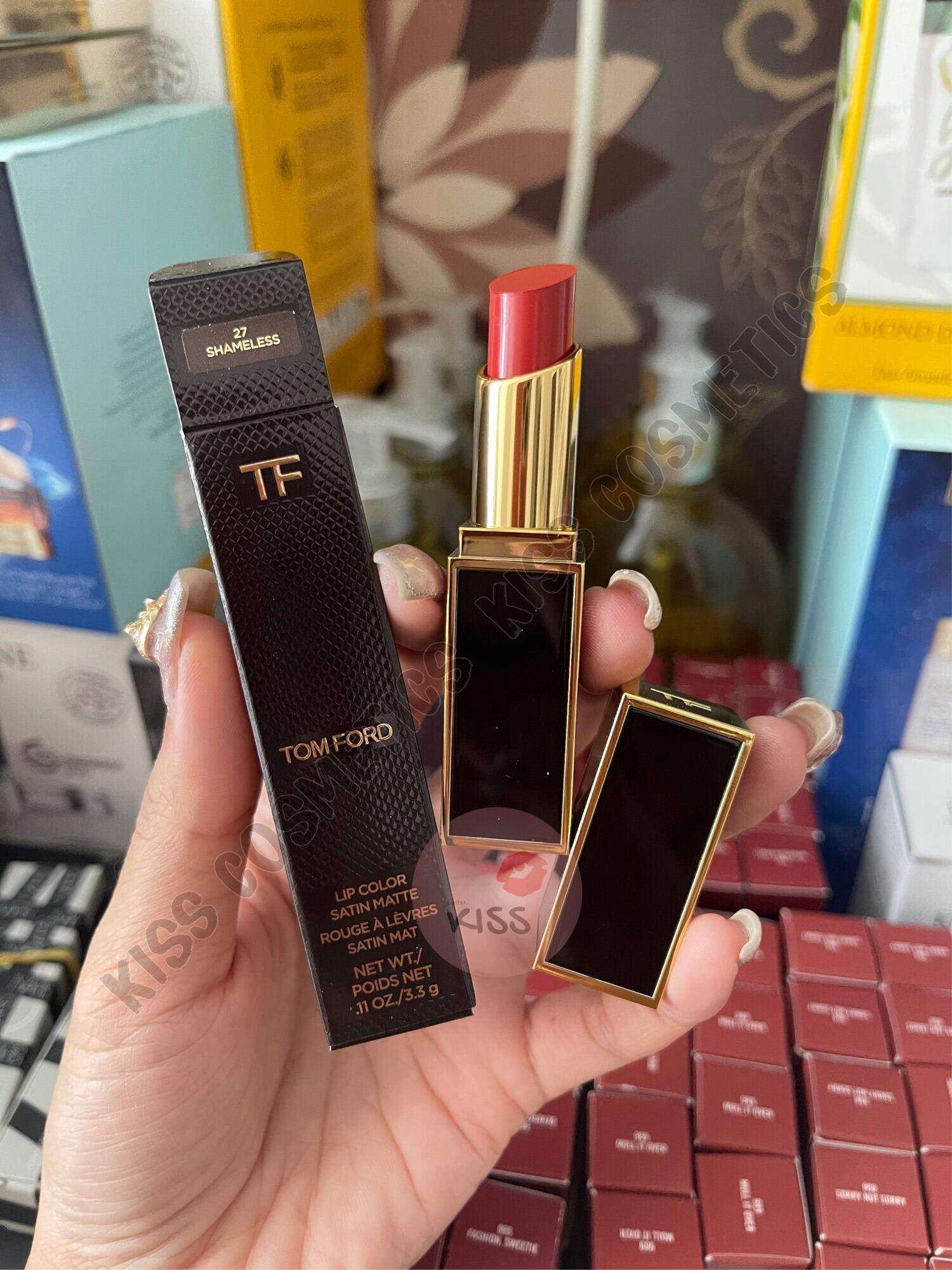 - Son T.omford Lip Color Stain Matte 27 Shameless Đỏ Cam Gạch - Kiss cosmetics