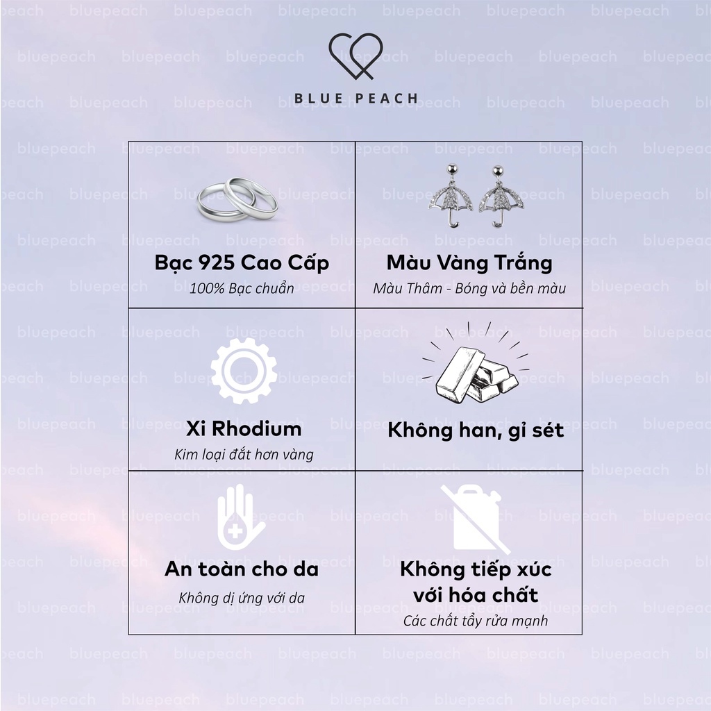 Nhẫn Bạc Blue Peach 4 Chấu Viền Đá Vuông NT706