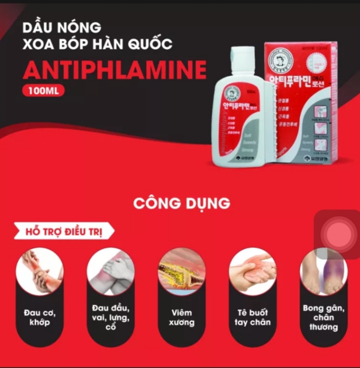 [CHÍNH HÃNG] Dầu nóng Hàn Quốc xoa bóp massage Antiphlamine 100ML
