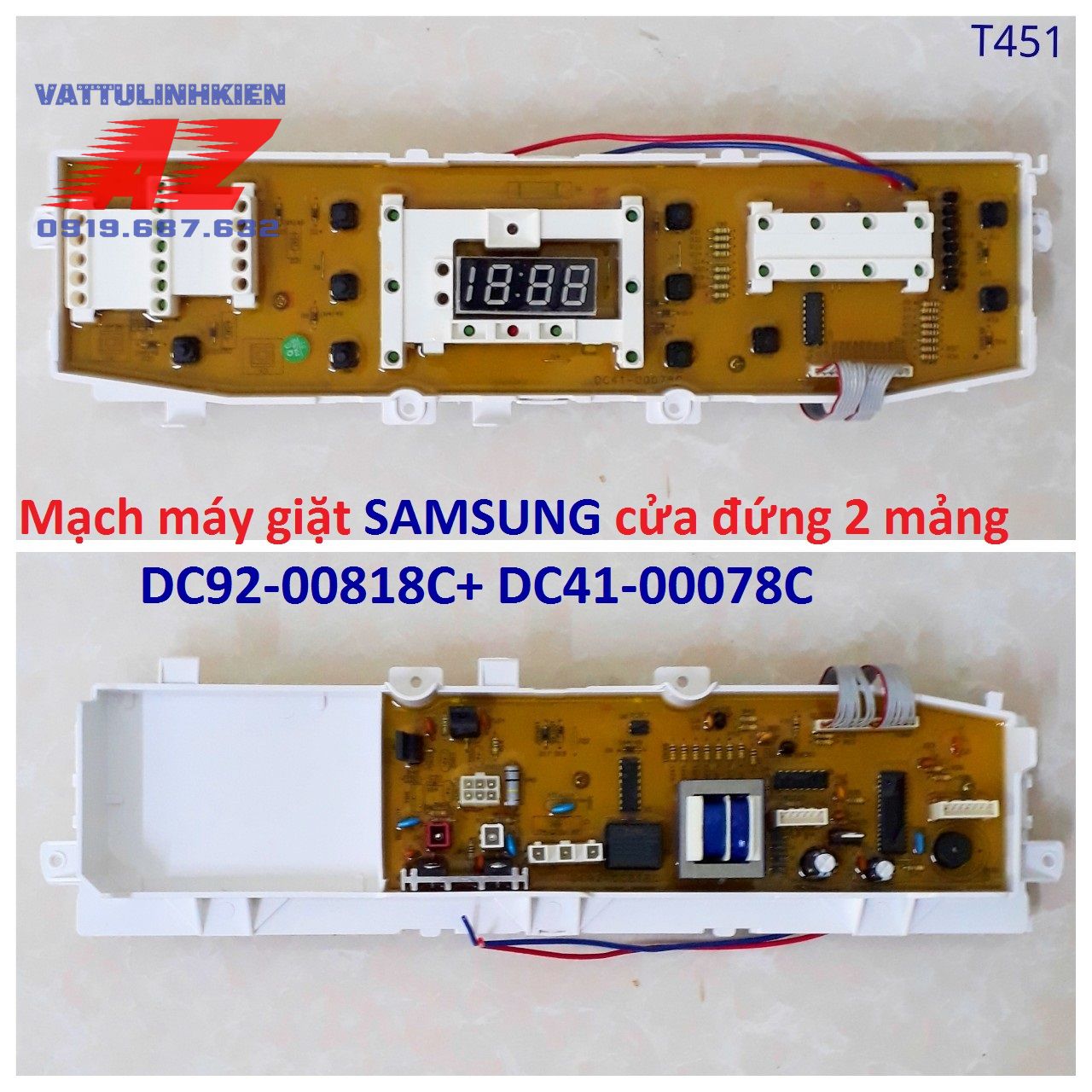 Board mạch 2 mảng dc92-00818c+ dc41-00078c thay thế cho máy giặt samsung cửa đứng