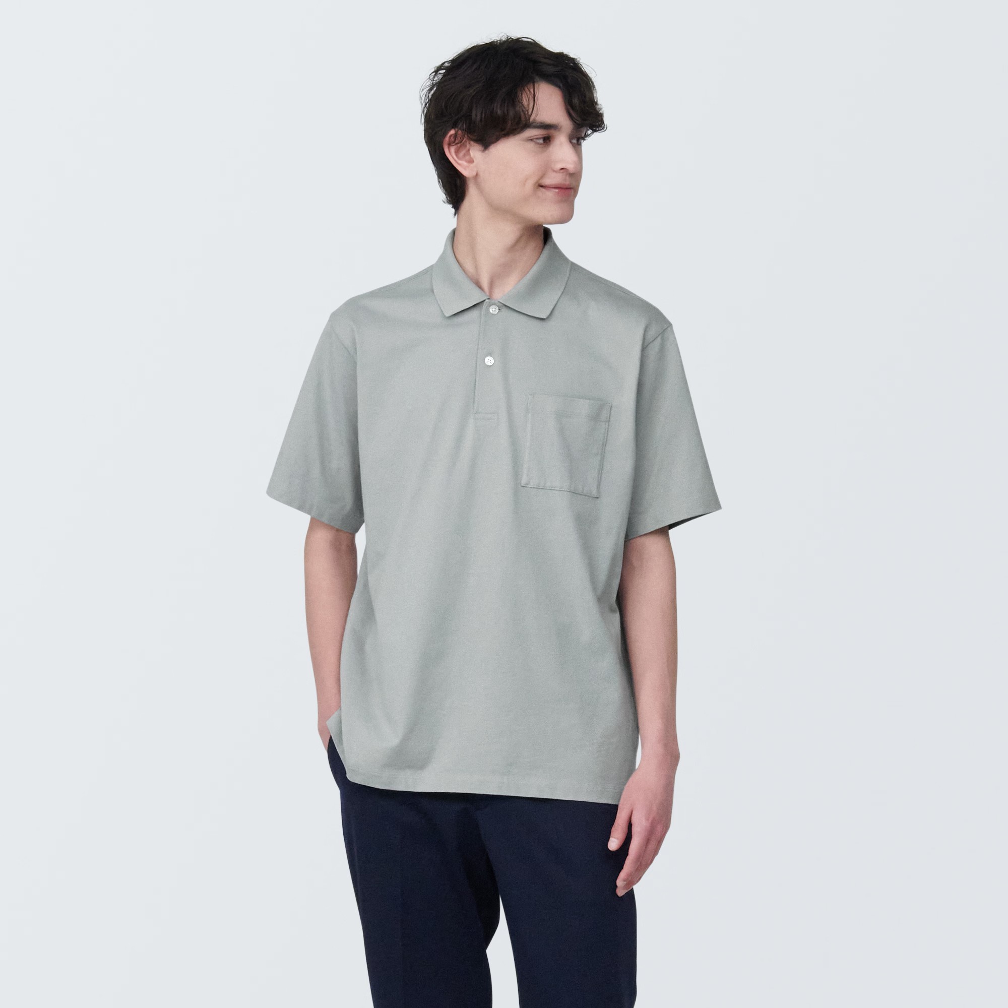 Áo Polo Vải Jersey Washed MUJI