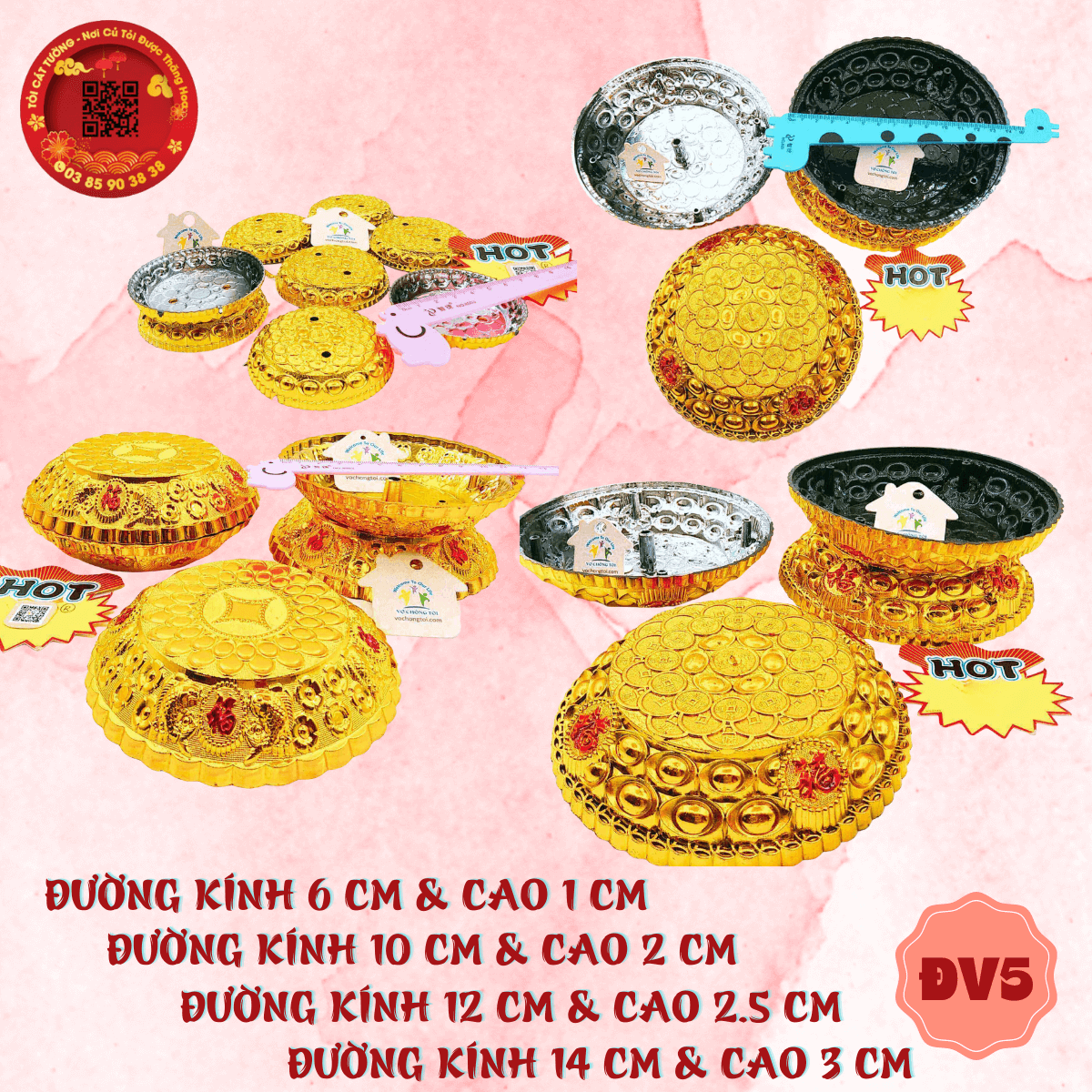 Set 10 đế vàng chữ phúc - tỏi cát tường