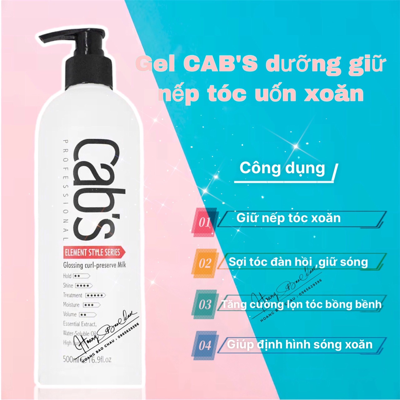 Gel dưỡng giữ nếp tóc uốn cabs 500ml - cab's chính hãng