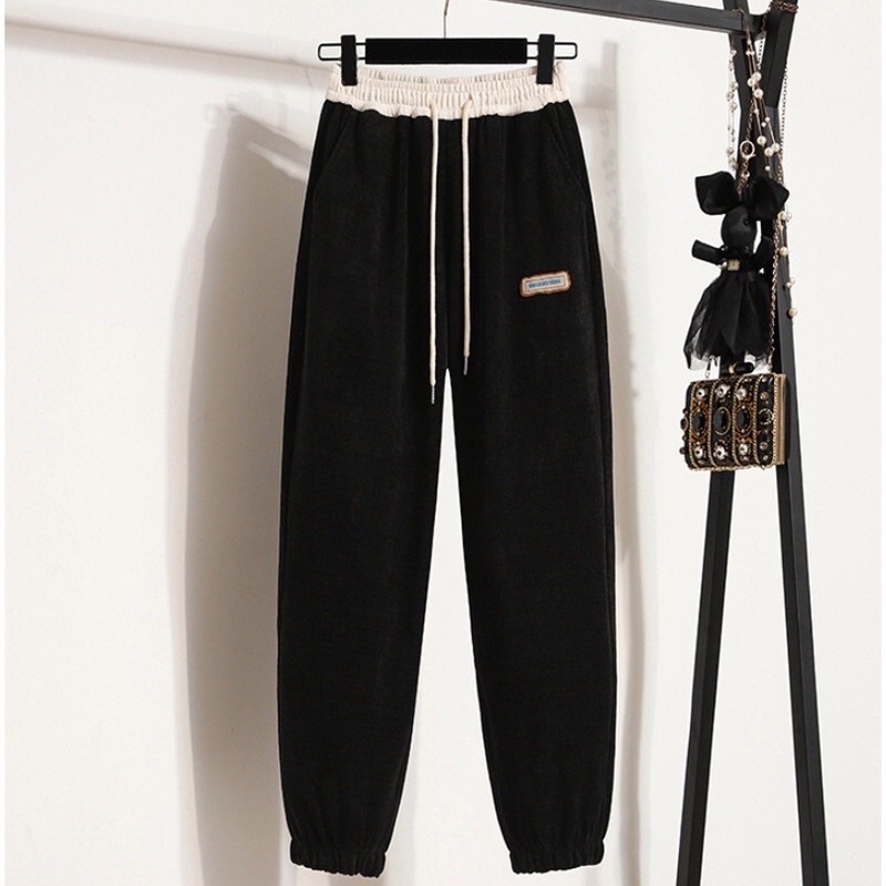 Basic Jogger Pants in Thick Felt Fabric, Super Hot D298