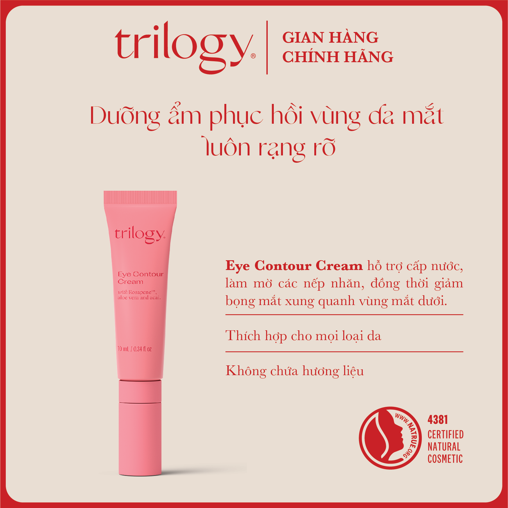 Kem dưỡng da mắt Trilogy Eye Contour Cream 10ml [Renew]