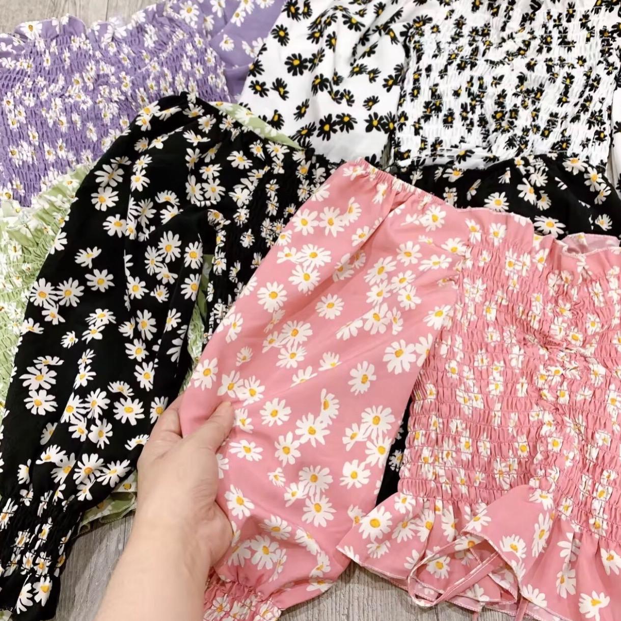 Áo trễ vai rút dây hoa cúc AK39