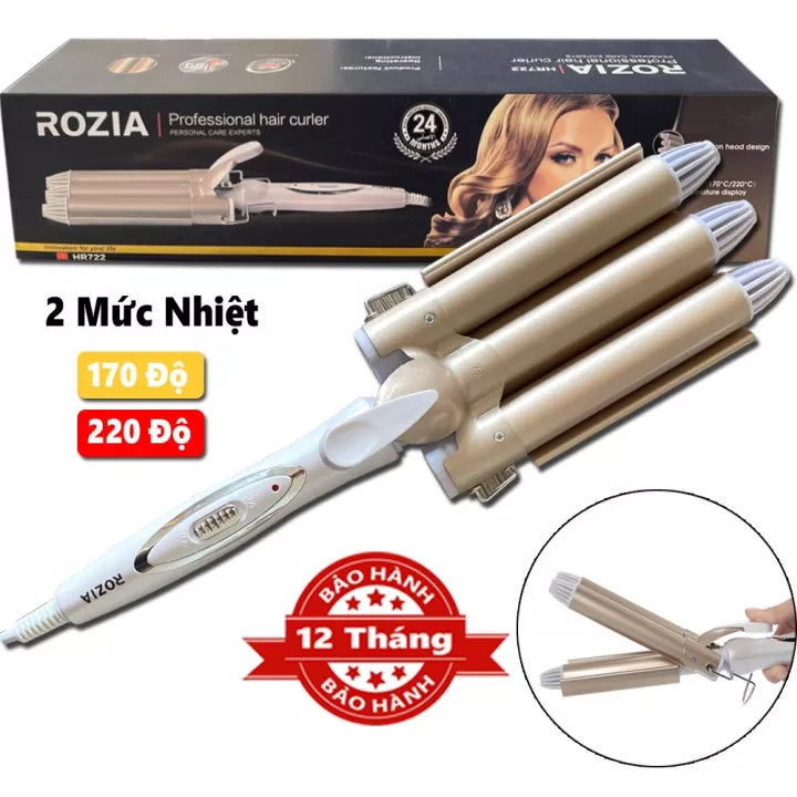 Máy uốn tóc 3 trục size 25 rozia hr722 - máy uốn tóc tự động tạo kiểu chuyên nghiệp, máy uốn tóc xoăn, máy làm tóc chuẩn salon chuyên nghiệp bảo hành 6 tháng pínhop98