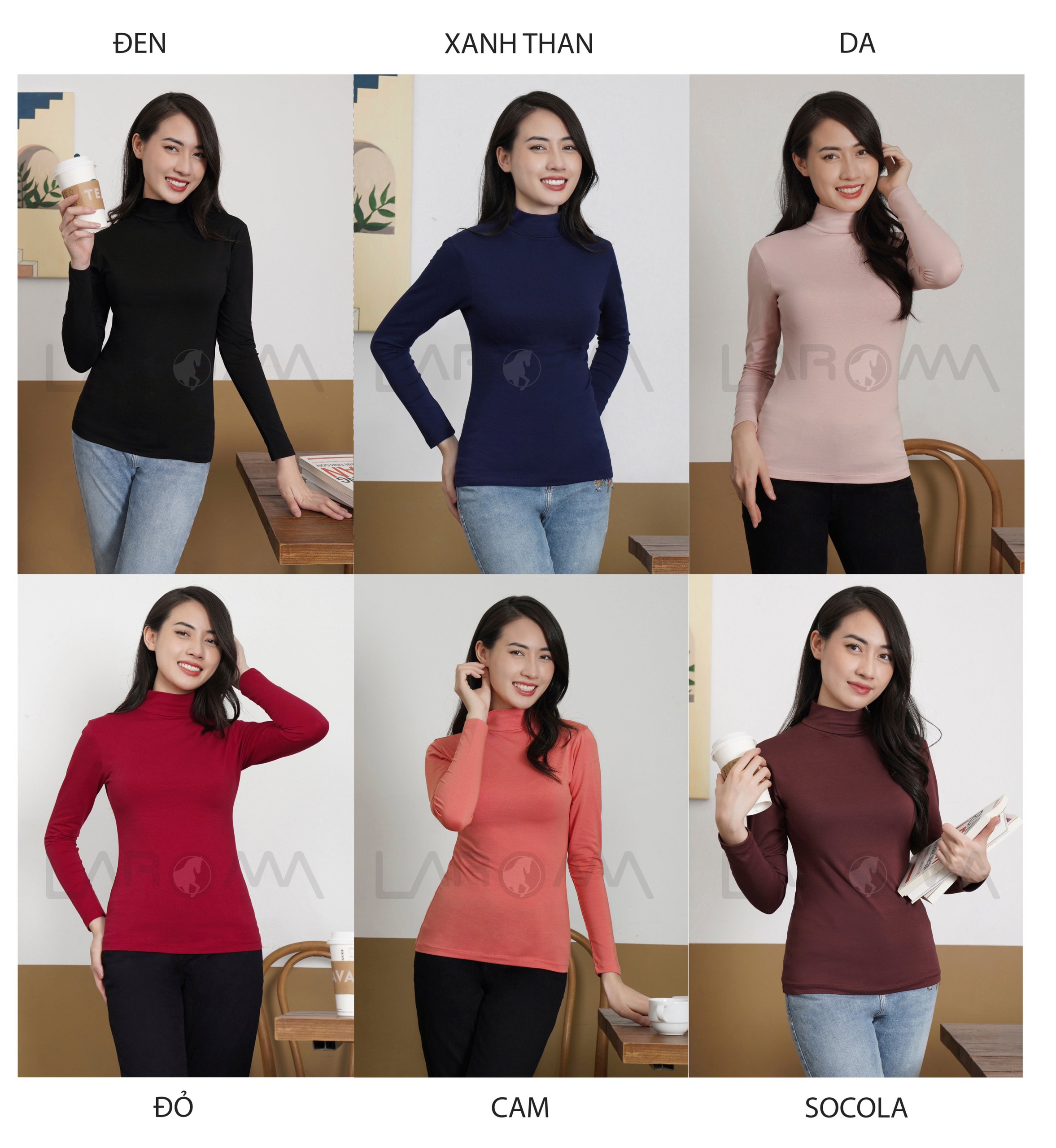Áo giữ nhiệt nữ thun cổ 3 phân