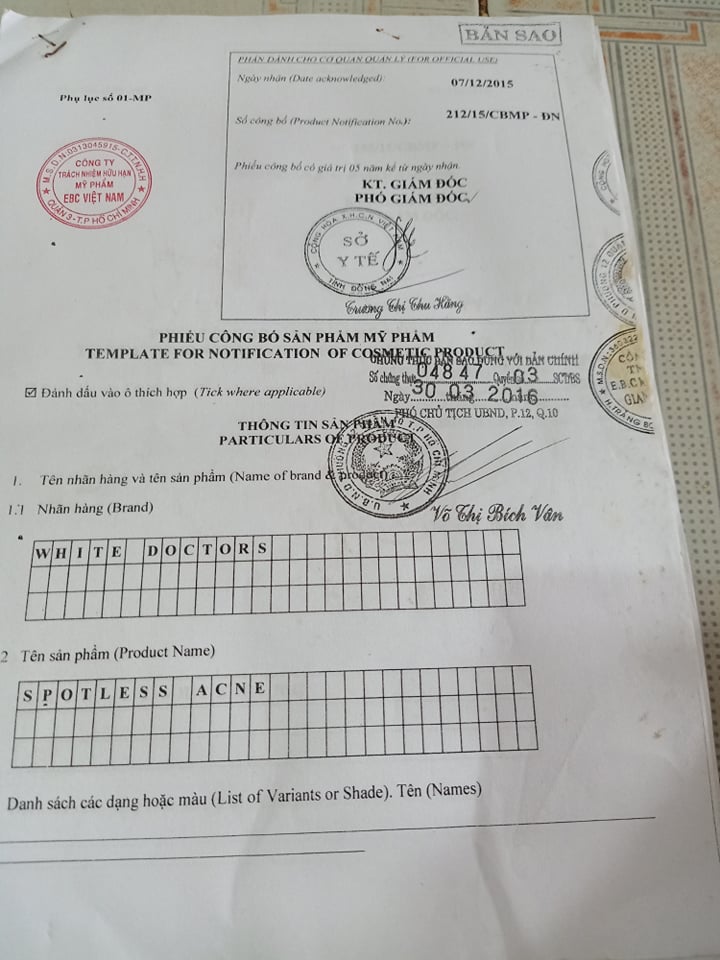 kem white doctor spotless acne mụn thâm