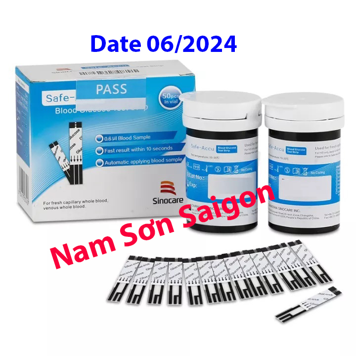 Que Thử Đường Huyết Hộp 50 Que Safe Accu Chính Hãng Sinocare,
