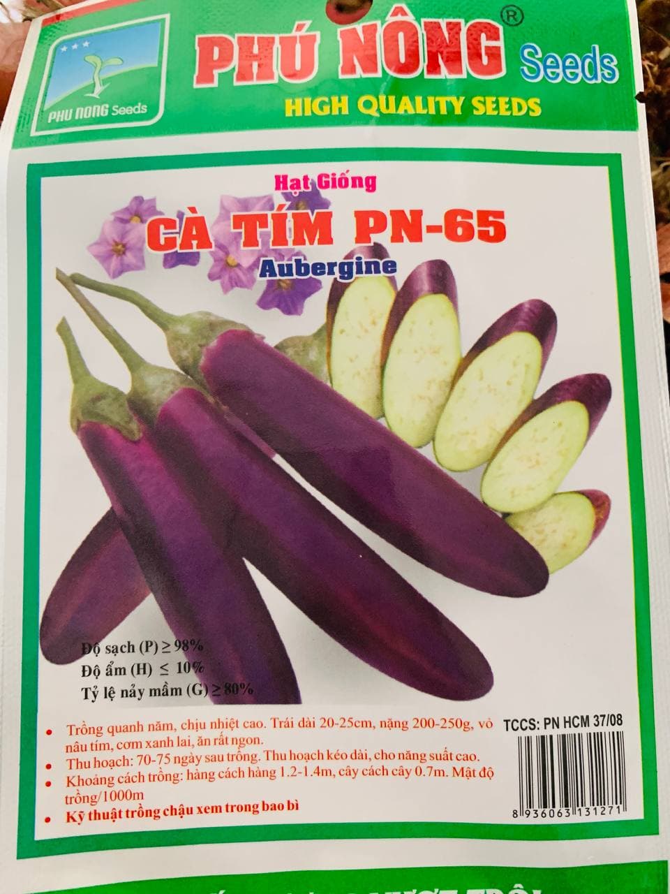 Hạt Giống Cà Tím Dài Cao Sản 0,2Gr Siêu Trái